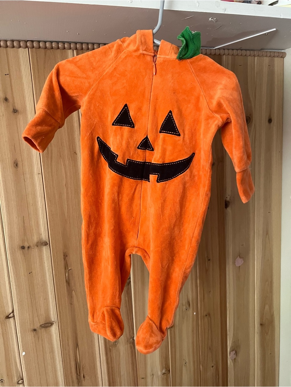 Koala Kids Velvet Pumpkin Halloween Footie One Piece Outfit Size 3 months